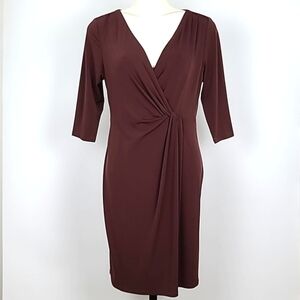 Coldwater Creek Brown 3/4 Length Sleeves Knee Length  Pencil Dress Petite Sz 14P